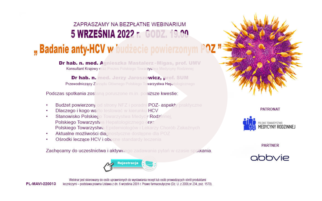 Nagranie webinarium „Badanie anty – HCV w budżecie powierzonym POZ”